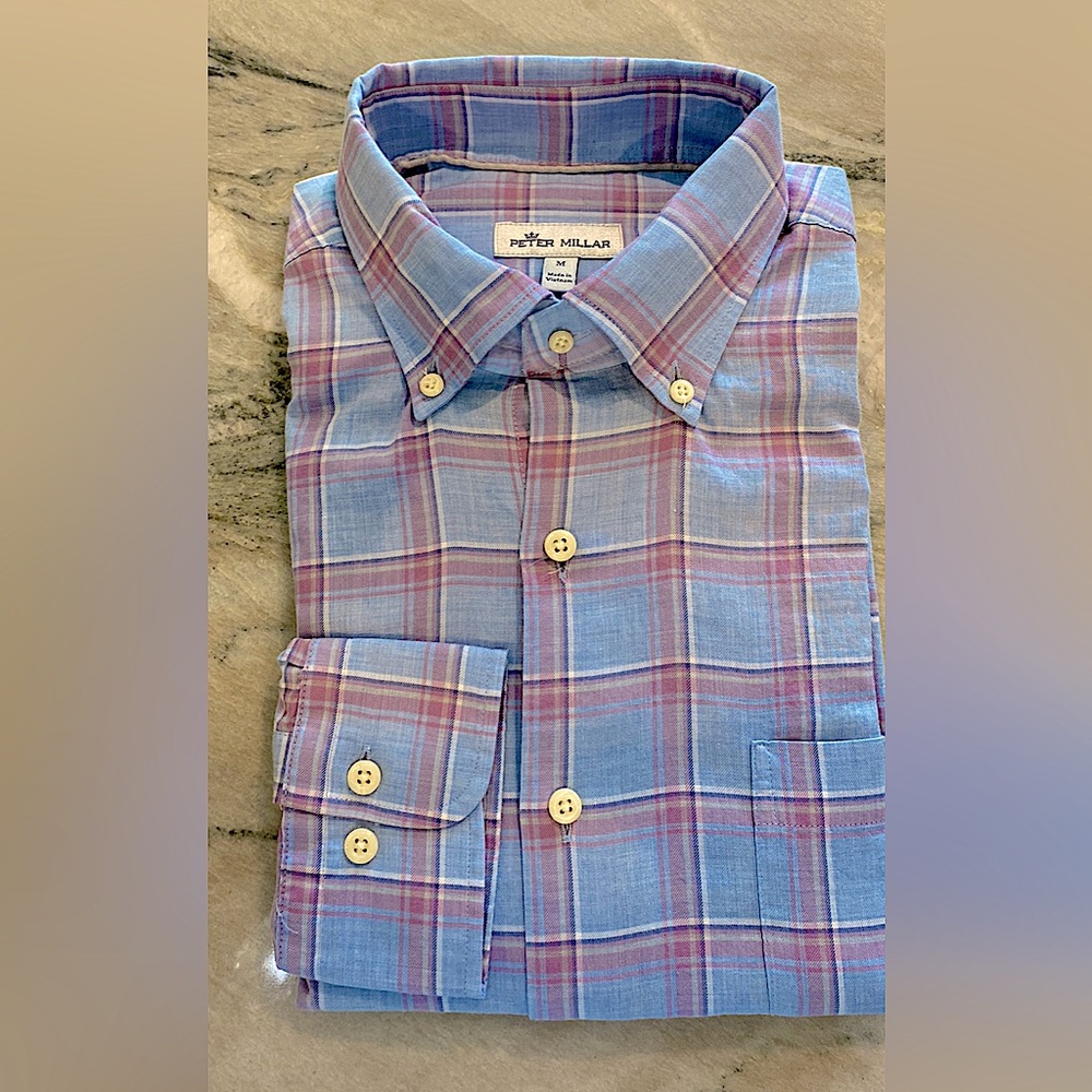 Peter Millar Andor Summer Soft Cotton Shirt- Cottage Blue